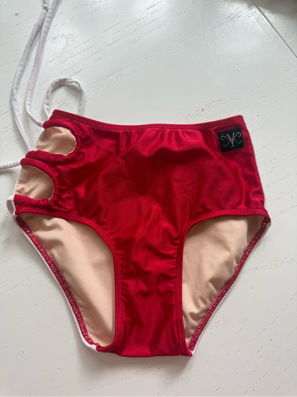 Kids Red Dance Briefs with Side Cutouts by Kandi Kouture